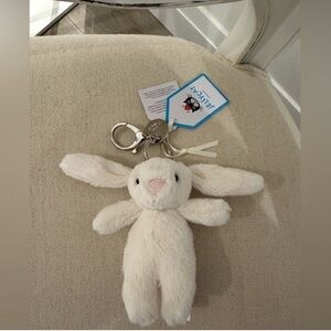 Retired RARE Jellycat mini bashful bunny keychain NWT Authentic Cream